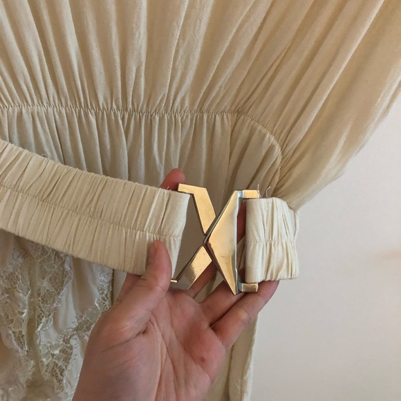 Cream Belted Tunic with Lace Details - Picture 4 of 4